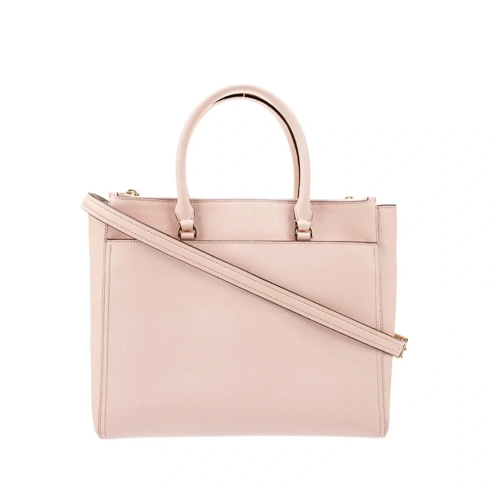 NWOT Tory Burch Saffiano Leather Pink Robinson double zip tote bag